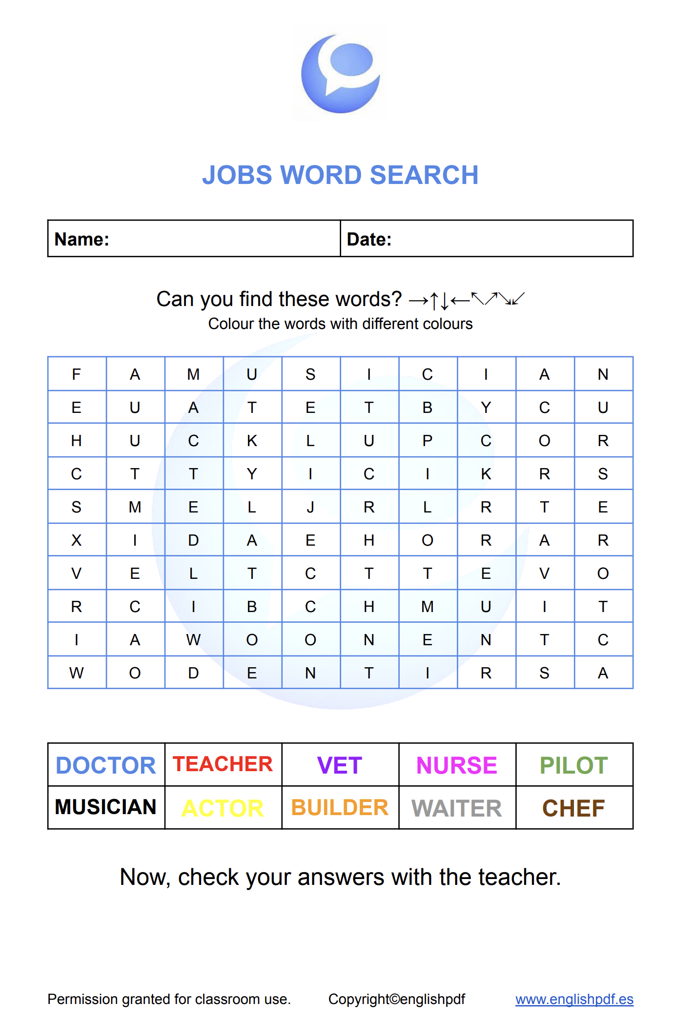 ESL VOCABULARY: WORDSEARCH