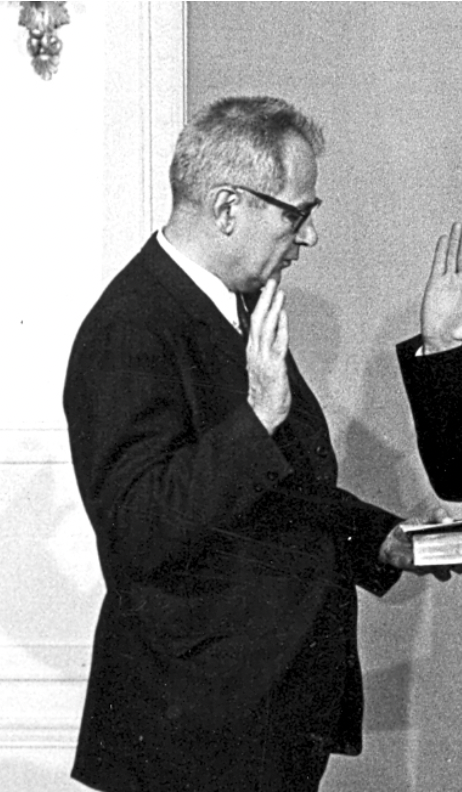 Thomas R. Donahue being sworn in as Assistant Secretary of Labor.