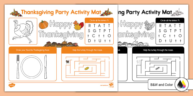 Printable Thanksgiving Party Activity Mat