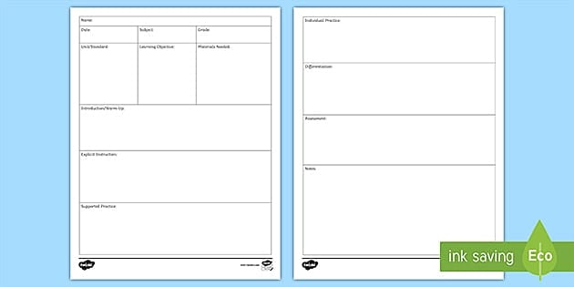 Editable Daily Lesson Plan Template