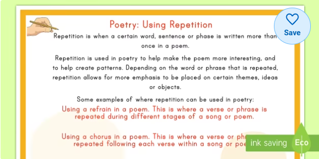 Poetry: Using Repetition Poster