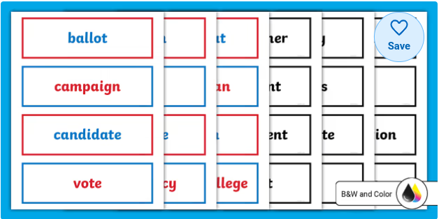 United States Election Vocabulary Word Cards