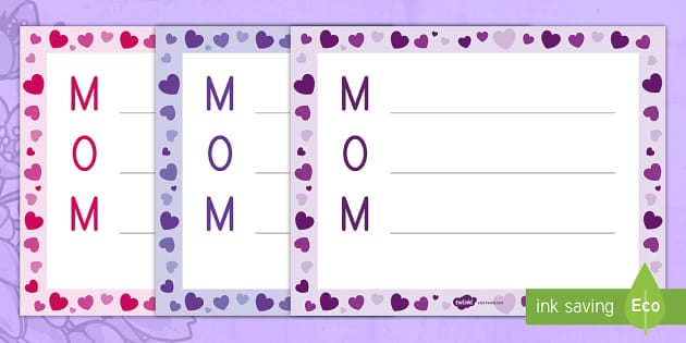 Mom Acrostic Hearts Poems