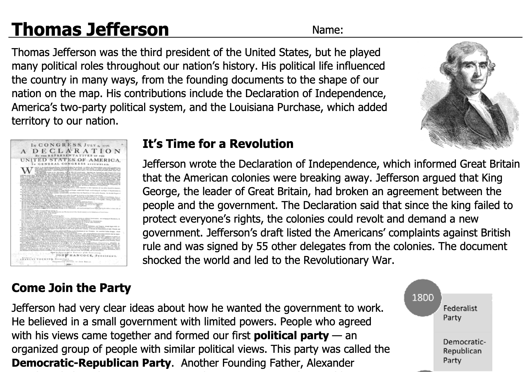 Thomas Jefferson Mini-Lesson