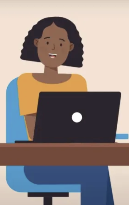 graphic of women behind keyboard