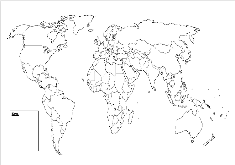 Blank World Map with Key