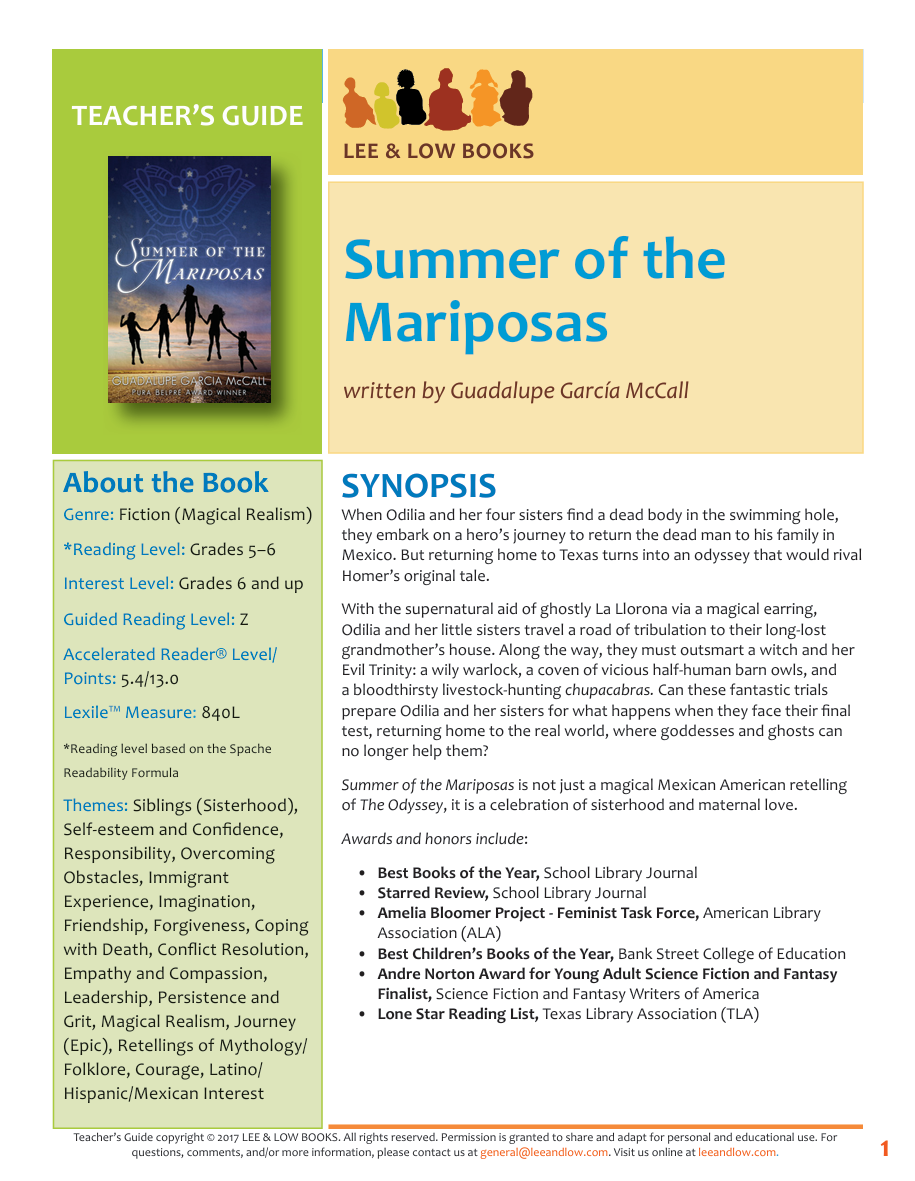 Teacher's Guide for Summer of the Mariposas