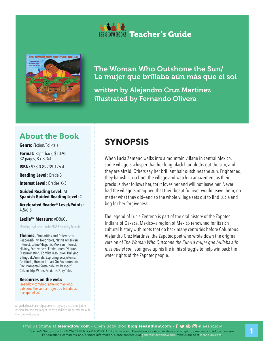 Teacher's Guide for The Woman Who Outshone the Sun / La mujer que brillaba aún más que el sol