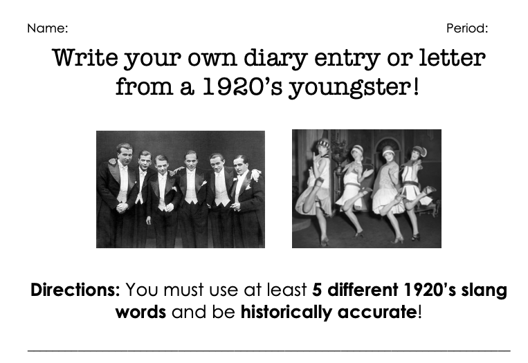 1920's Speakeasy Slang Activity