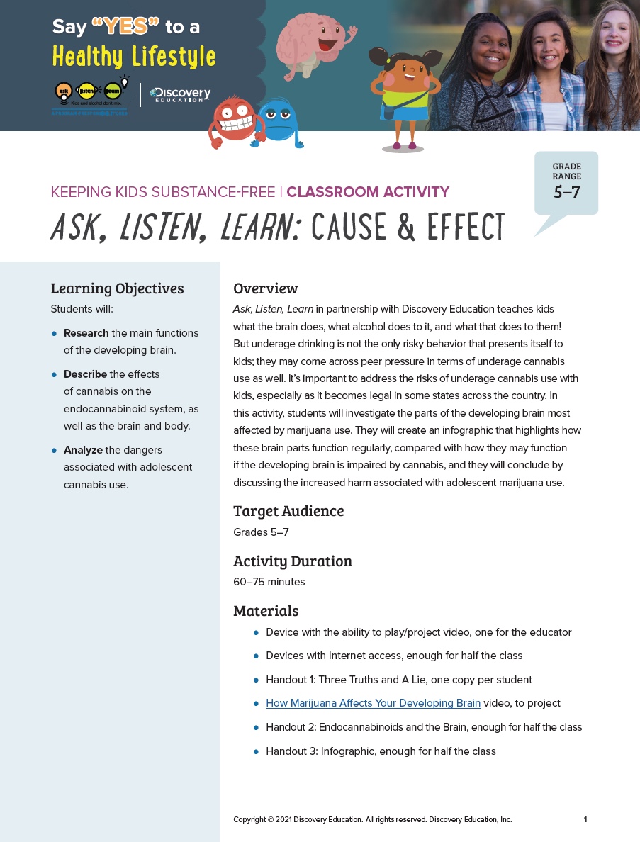 Keeping Kids Substance Free Activity: Cause & Effect