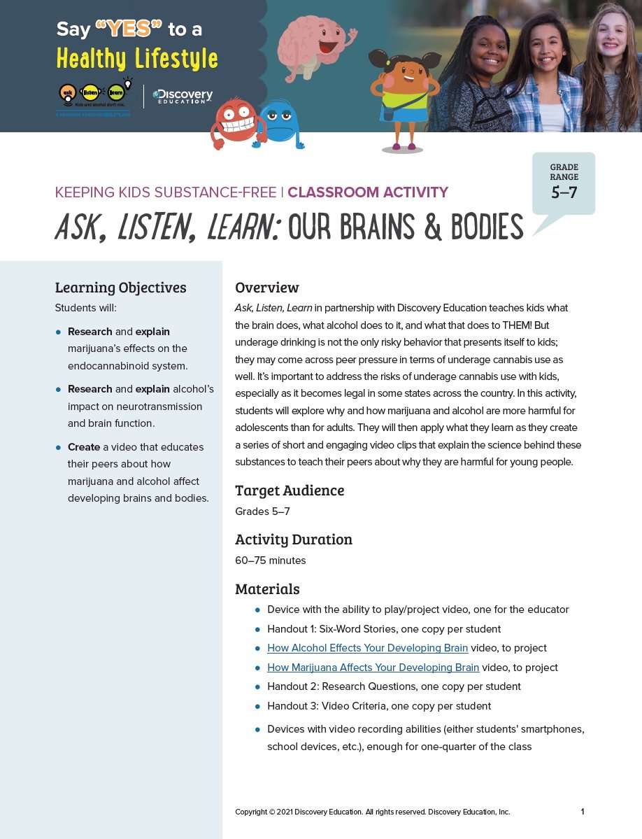 Keeping Kids Substance Free Activity: Our Brains & Bodies