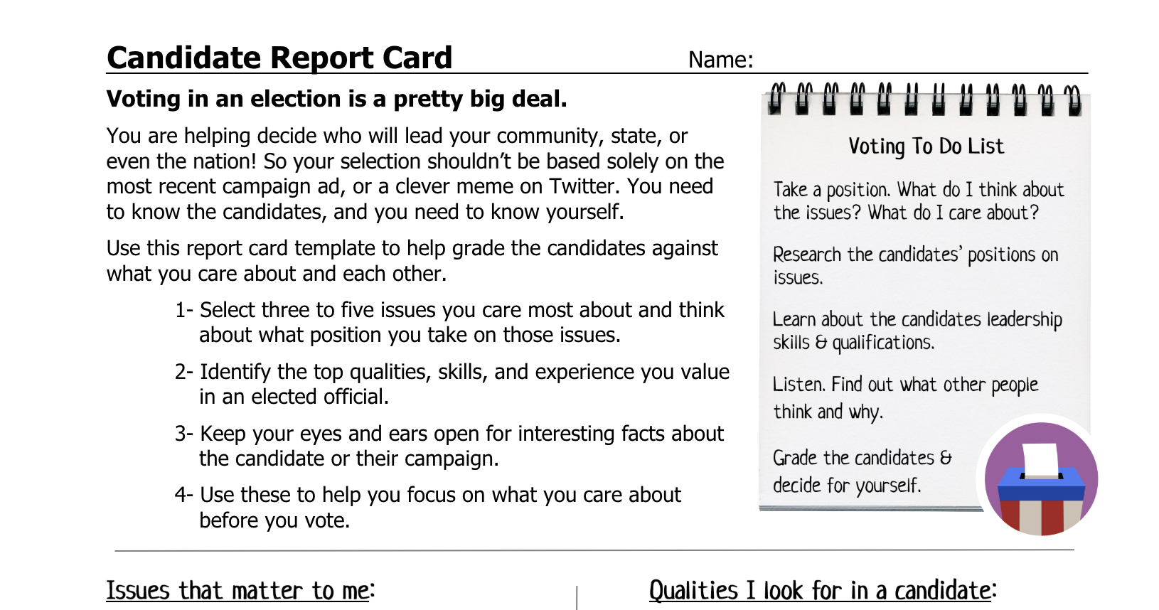 Candidate Report Card