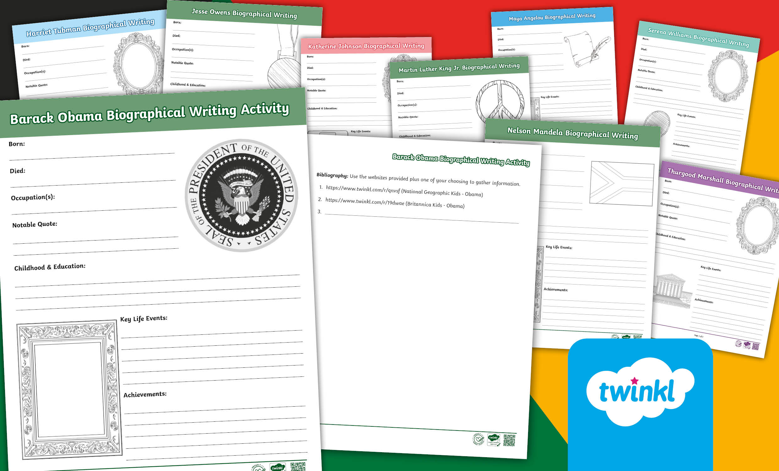 Black History Month Biographical Writing Activity Pack for 6th-8th Grade