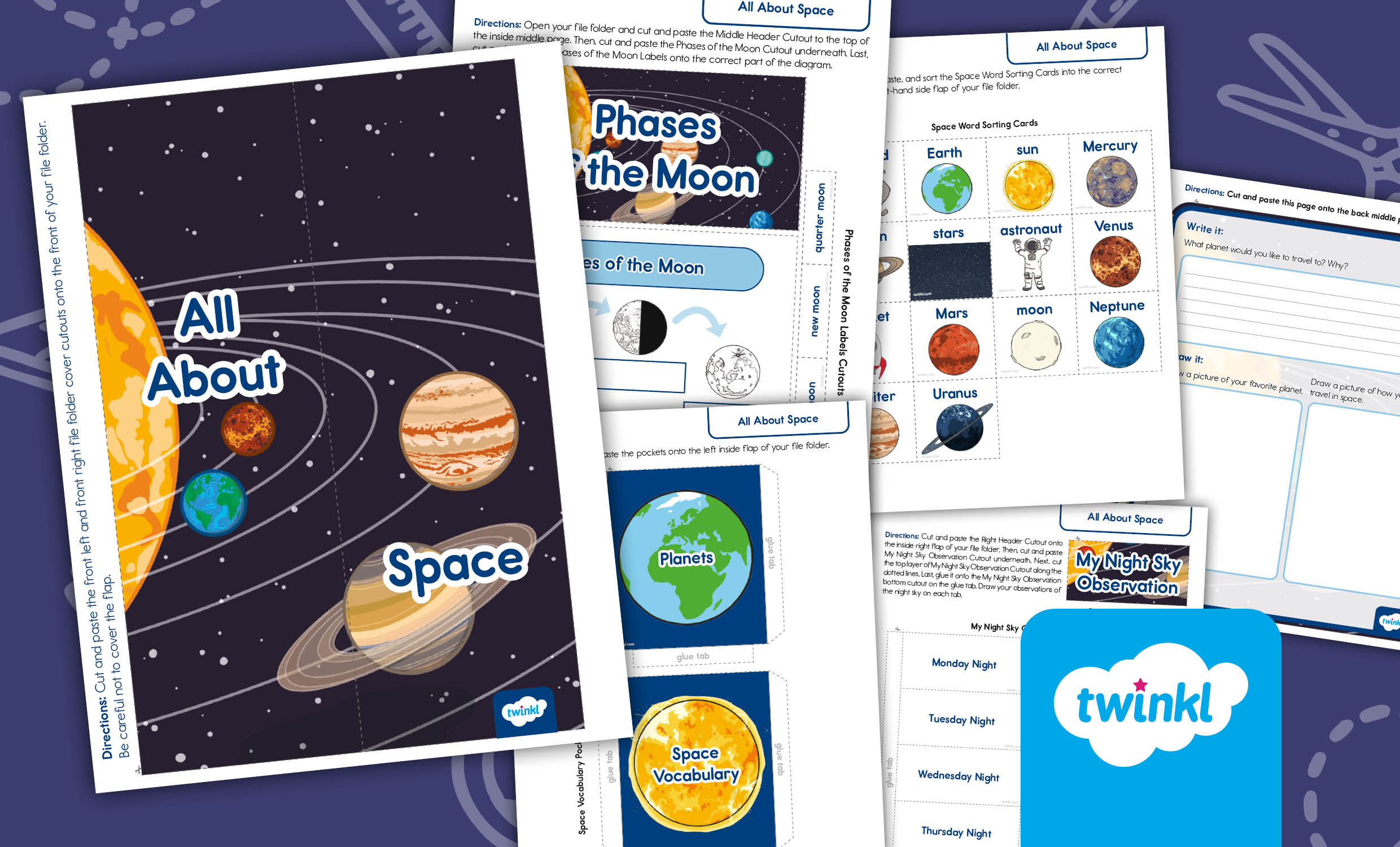 All About Space Trifold File Folder Activity for Kindergarten