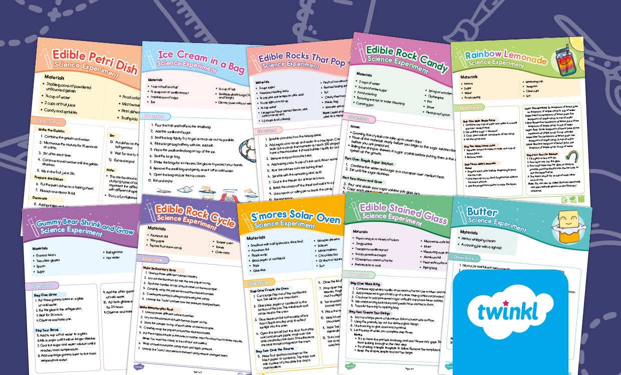 10 Edible Science Experiments Activity Pack for K-5th Grade