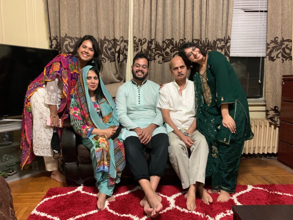 The author and her family celebrating Eid al-Adha in 2020. Courtesy of Fariya Farah