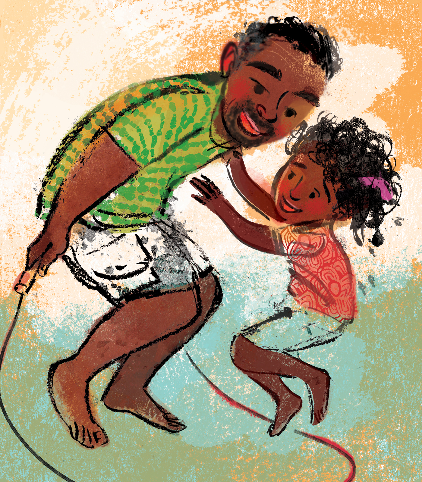 father and daughter jump rope