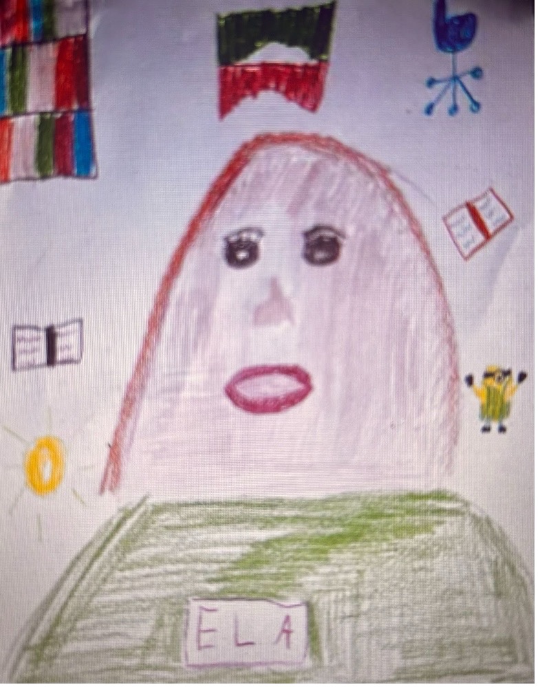 The drawing Amber's former student drew of her.