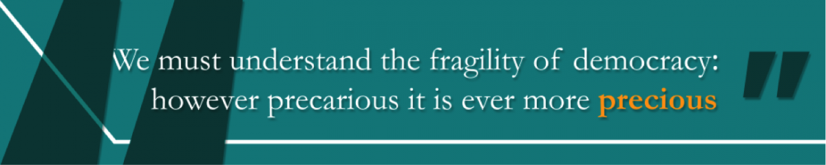 Image describing the importance of historical memory to preserve democracy.