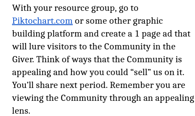 Assignment using EdTech platform Piktograph.com.