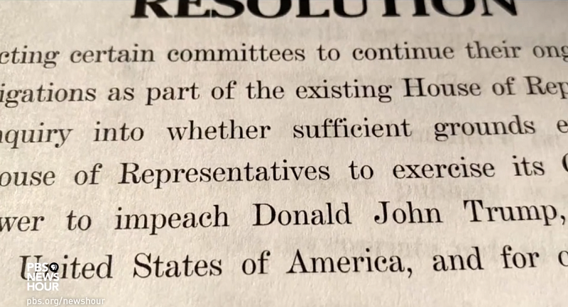 snapshot of the trump impeachment inquiry resolution