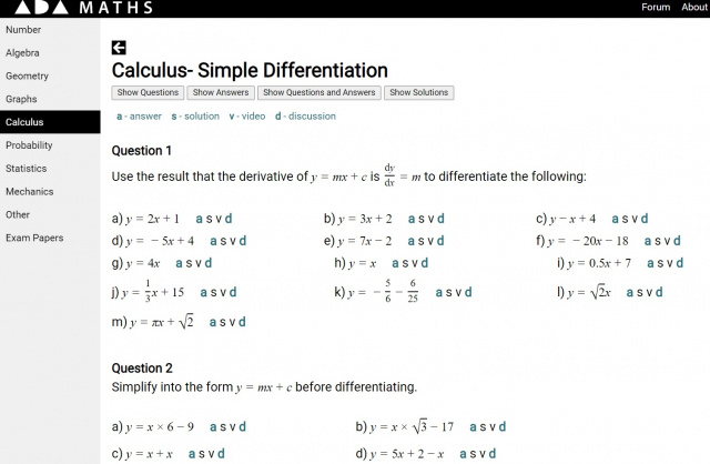 Differentiation Questions, Answers and Solutions