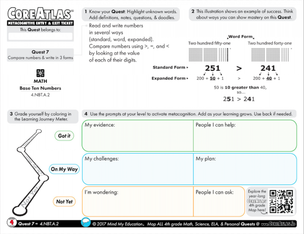 CoreAtlas Entry/Exit Ticket: Compare numbers & write in 3 forms (4th grade)