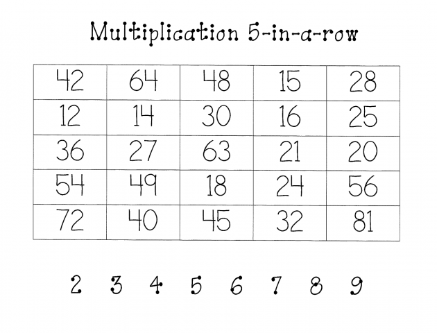 Multiplication Five in a Row