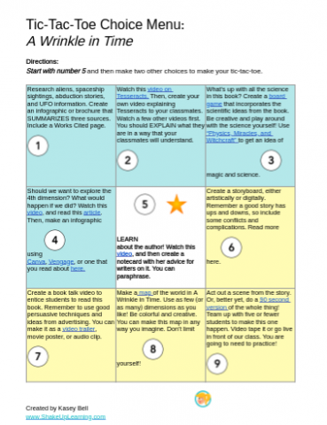 Using the movie A Wrinkle in Time as a portal to the text, A Wrinkle in Time