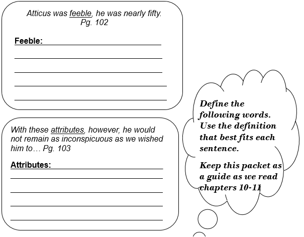 To Kill a Mockingbird Vocabulary Chapt. 10-11