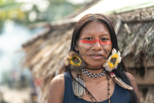 Indigenous tribes in rainforest