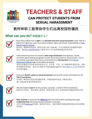Teachers and staff can protect students from sexual harassment (Chinese)
