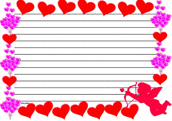 Valentines Day Themed Lined Paper and Pageborder